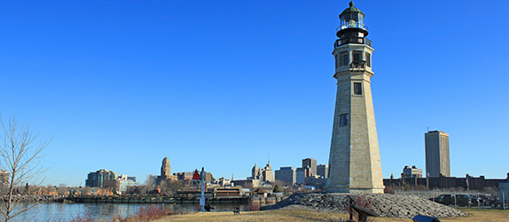 a lighthouse on the Erie Canal waterfront in Buffalo New York