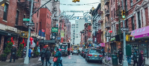 busy little italy street around christmas